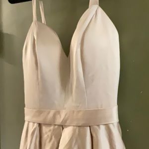 Beautiful satin wedding dress/brides maid dress. Light pink. Lace back size 4